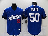 Dodgers 50 Mookie Betts Royal 2021 City Connect Cool Base Jersey,baseball caps,new era cap wholesale,wholesale hats
